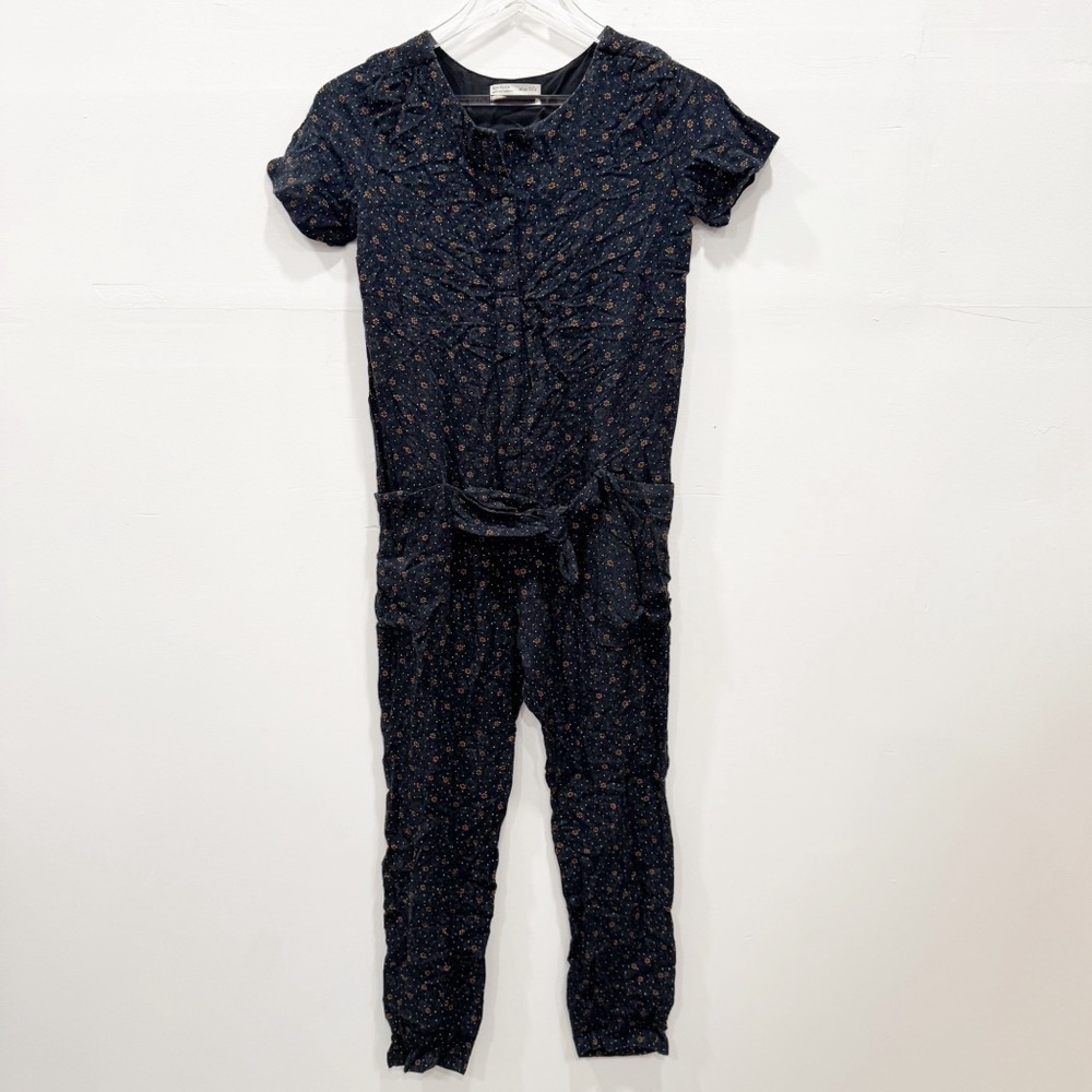 Zara Girls Floral Print Short Sleeve Jumpsuit Button Front 13/14
